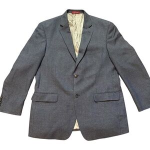 Izod Blazer Men's Size 42R Houndstooth Tan Navy Maroon 2 Button Sport Coat Work